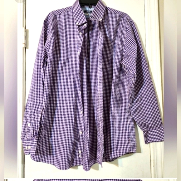 IZOD Longsleeve Colorful Plaid button-up 16/ 32-33 Slim Fit EUC - Picture 4 of 6